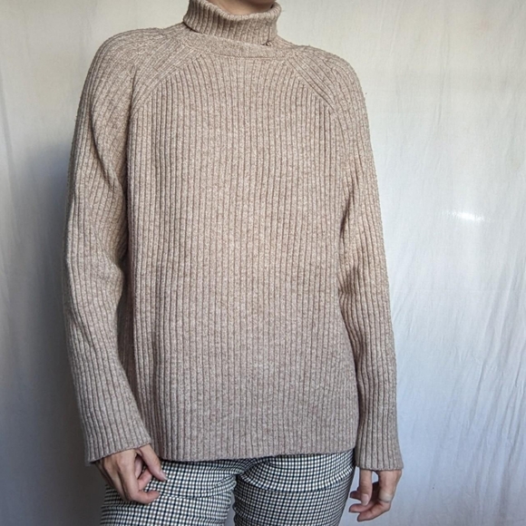 Beige Turtleneck Knit Sweater - Picture 4 of 4
